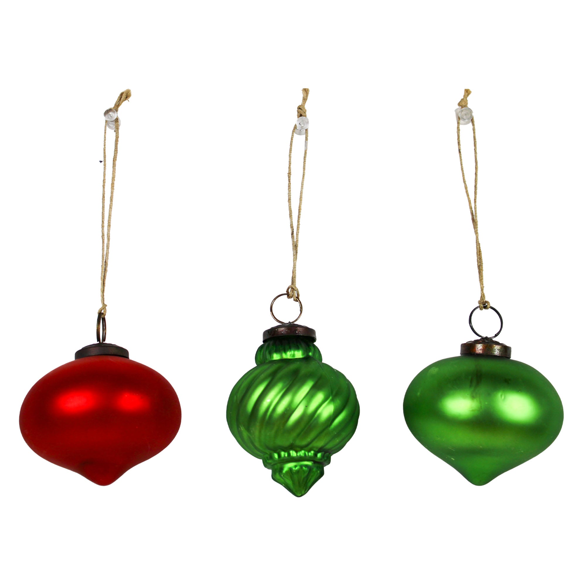 Set of 3 Christmas Hanging Glass Ornaments